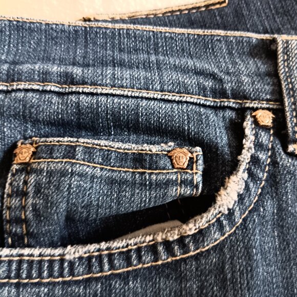 Vintage Versace Jeans Couture High Waisted Medusa Head Denim 33/47 - Picture 7 of 12